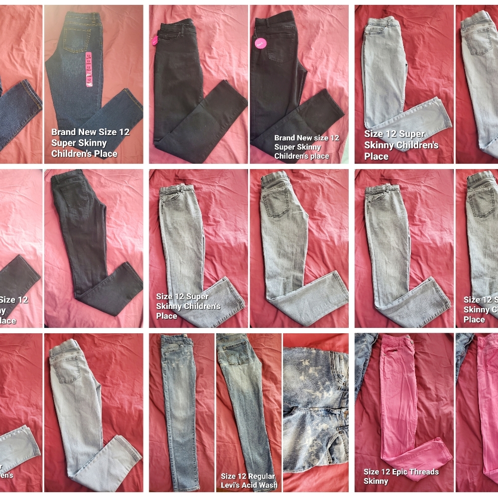 9 pairs girls size 12 jeans new or worn once